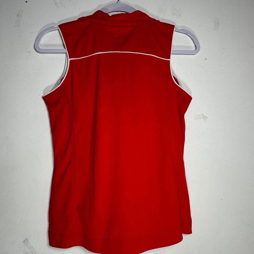 Slazenger Womens Sleeveless Polo Shirt Red White Piping Golf Tennis‎ Size S